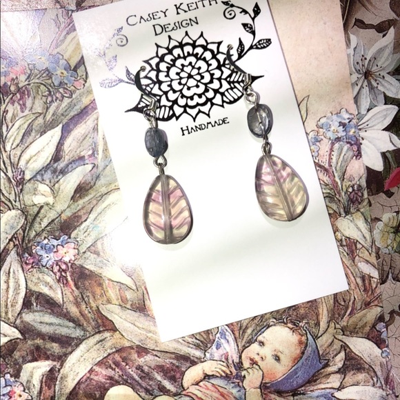 Rainbow Fleurite and Iolite Earrings